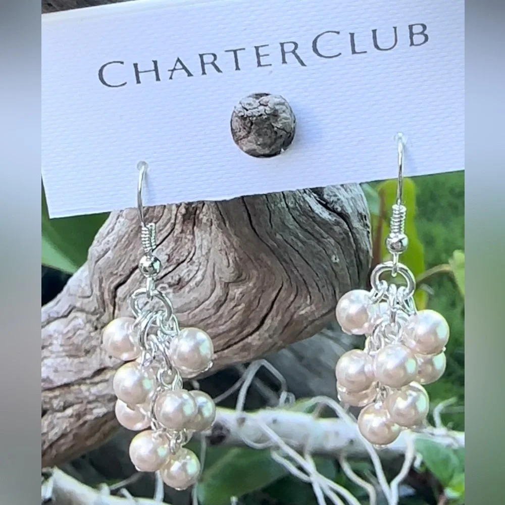 Vintage Joan Rivers Pearl Necklace & Bracelet + Charter Club Cluster Earring